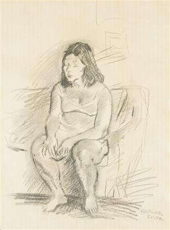 RAPHAEL SOYER (1899-1987) i)Leaning Nude, &, ii)Untitled, (Seated Woman).